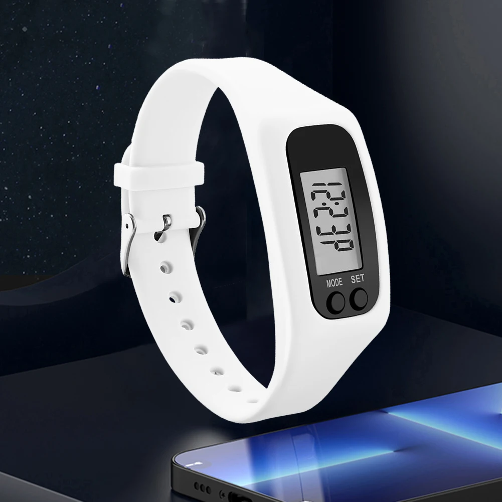 LED Pedometer Bracelet Wrist Calorie Counter 12/24H Time Display Walking Running Pedometer Multi-Function for Outdoor Sports