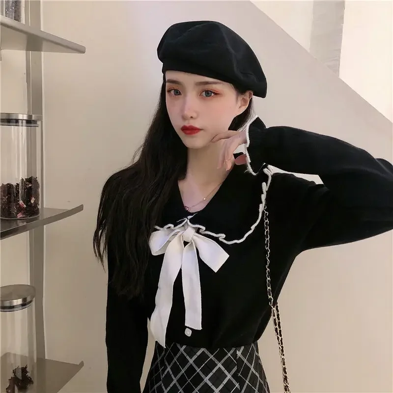 Woman Sweaters Femme Chandails Women's Doll Collar Knitted Top Sweater Autumn and Winter Pull Hiver