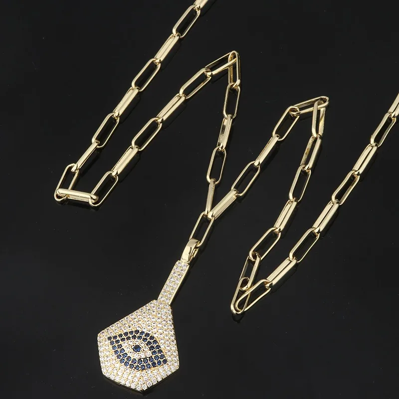 

Iced Out Eye Link Chain Ожерелье для женщин Роскошное ожерелье на удачу Унисекс Хип-хоп Панк Стиль Ювелирные изделия Аксессуары для дня рождения
