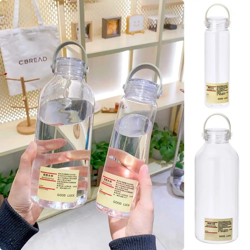 1Pcs Durable Students Simple Plastic Water Cup 400ML/1L Large Capacity Sports Cup Transparent with Text Portable Cup