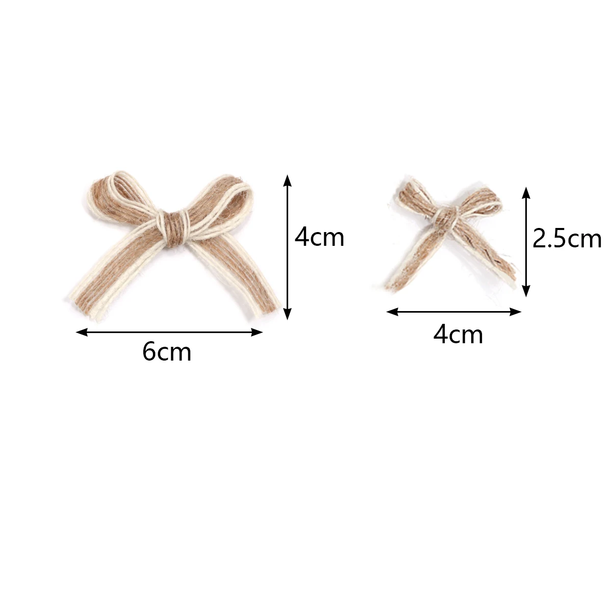 10-20Pcs/Lot 2.5*4cm 4*6cm White Edge Natural Jute Burlap Ribbon Bows For DIY Sewing Crafts Handwork Gift Party Wedding Decor