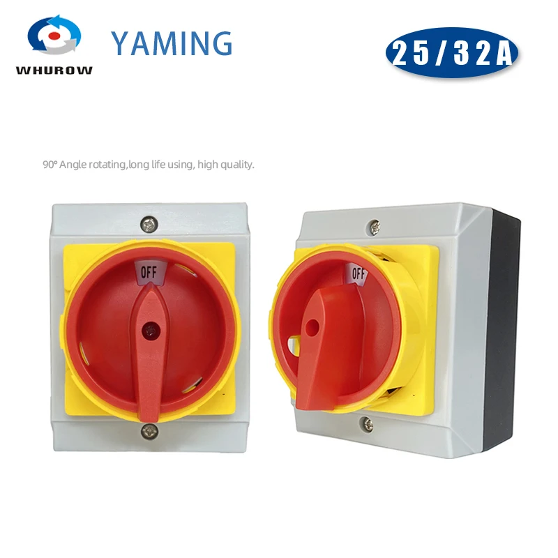 YMD11-C Series Box Isolator Switch OFF-ON 25A 32A 3/4P Rotary Changeover Cam Selector Enclosure Disconnect Control Circuit LW30