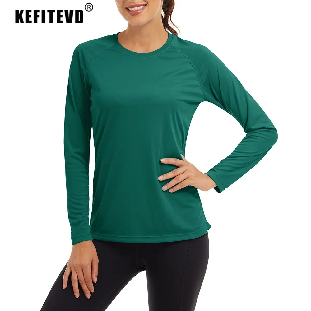 KEFITEVD Women UPF 50+ UV Sun Protection Long Sleeve T-shirts Gym Fitness Running T Shirt Quick Dry Athletic Shirts Sportswear