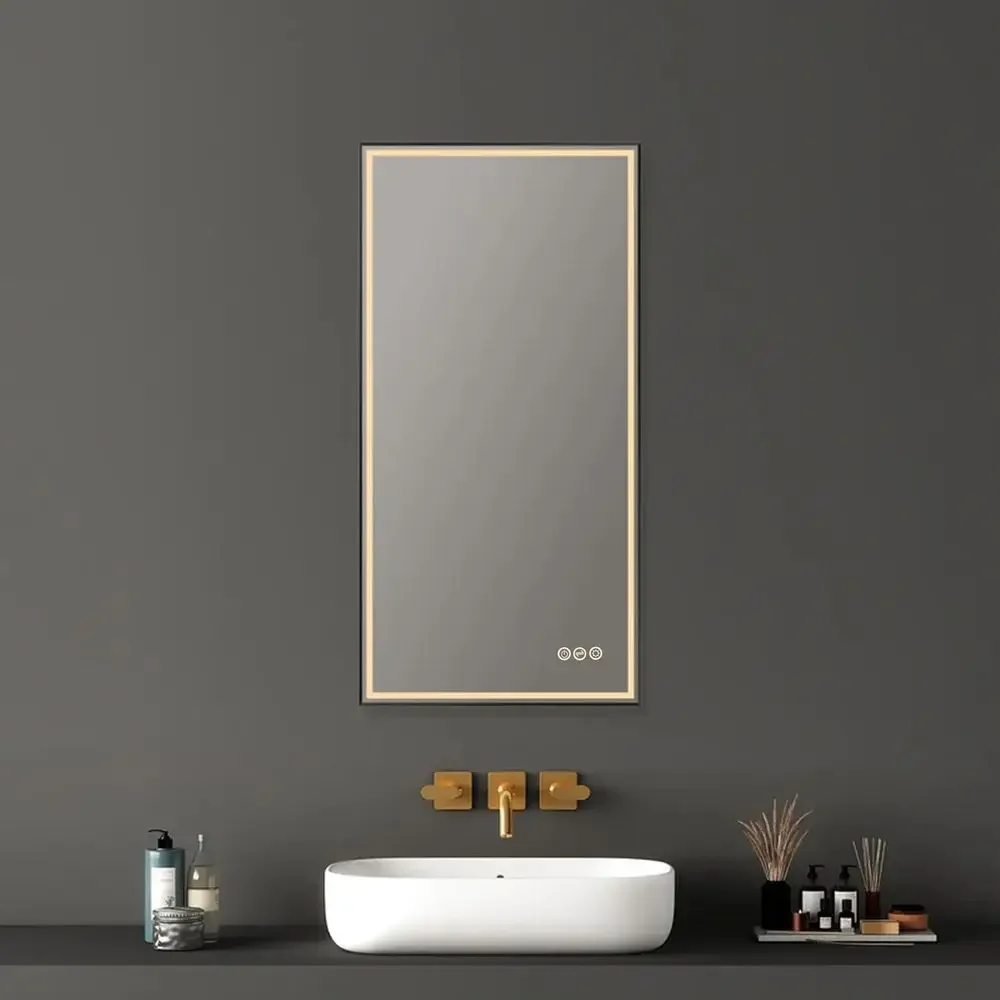 18x36 LED Backlit Vanity Mirror, Dimmable, 3 Color Temps, Anti-Fog, Shatterproof, 90+ CRI, Hardwired/Plug-in