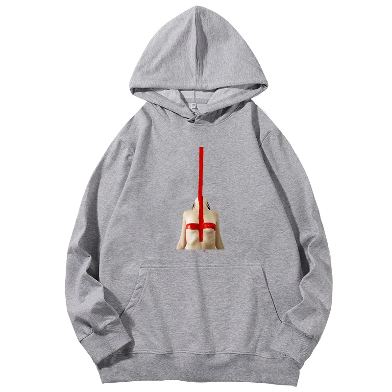 Naked Inverted Cross Sexy graphic t shirts Casual Unisex graphic Hooded sweatshirts cotton essentials hoodie Female clothing