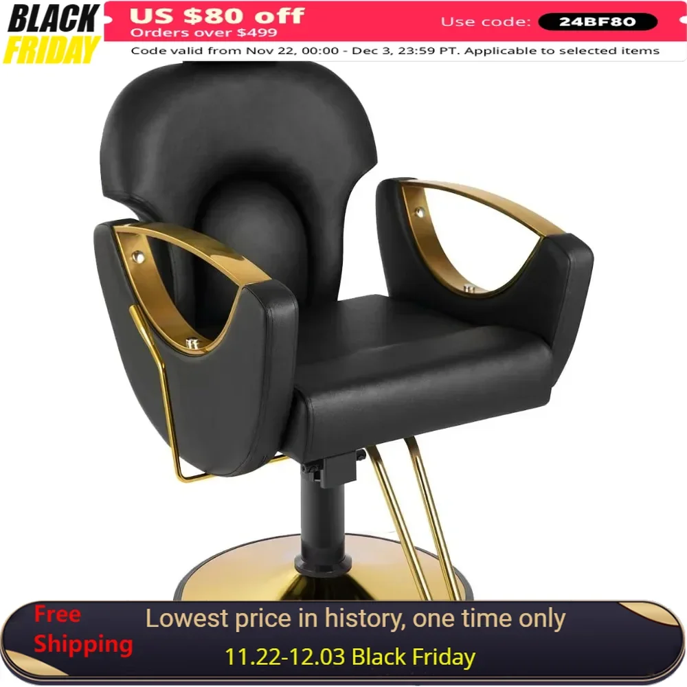 Salon Chair, Hydraulic Adjustable Headrest 360 Degree Swivel for Barbershop Hair Salon Equipment, Barber Chair