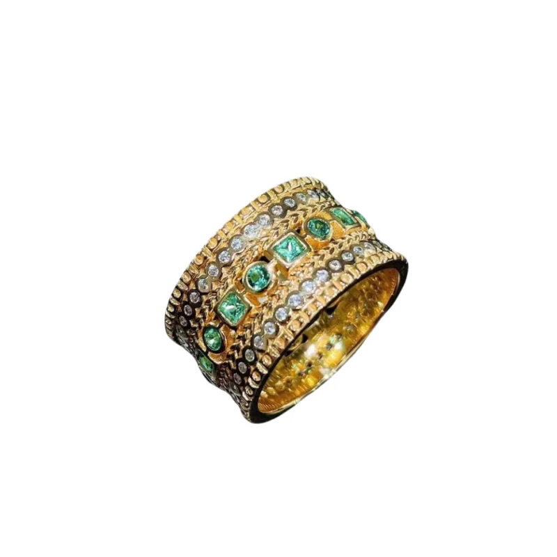 

ZOCA Hot Selling 925 Sterling Silver 18K Gold Plated Lab Emerald Gemstone Ring Anniversary Gifts Fine Jewelry