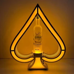 Metal Frame Bar Rechargeable Bottle Service Display Glow Gold LED Flashing Champagne Holder Ace of Spade VIP Bottle Presenter