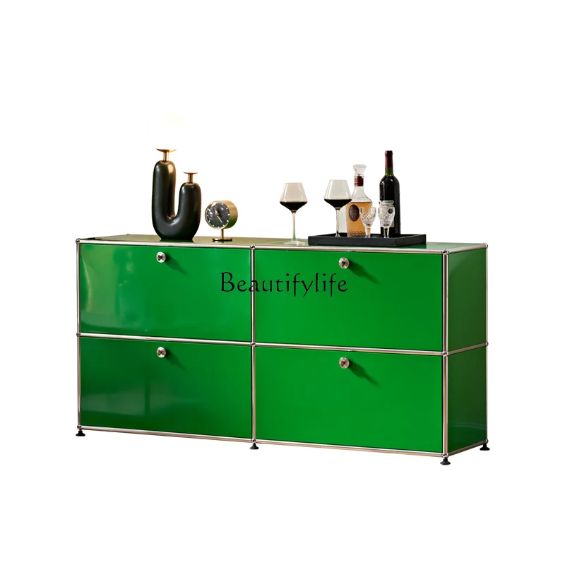 

Modern Minimalist High-Grade Household Living Room Study Double-Layer Metal Stainless Steel Green Sideboard Cabinet