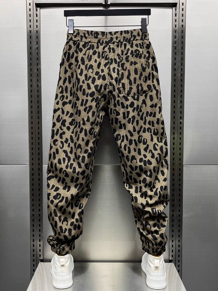 Leopard Print Loose Summer Men's Casual Pants Designer Big Size Streetwear Sale Aesthetic Classic Vintage Cheap Male Trousers
