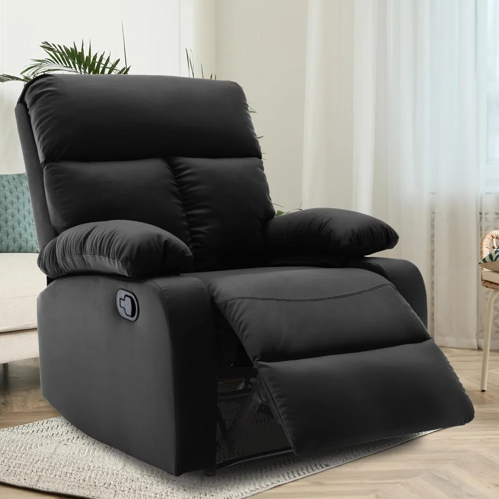 Manual Small Recliner Chair Adults, Small Recliners Small Spaces, Faux Leather Reclining Chairs, Single Lazyboy Recliner Sofa