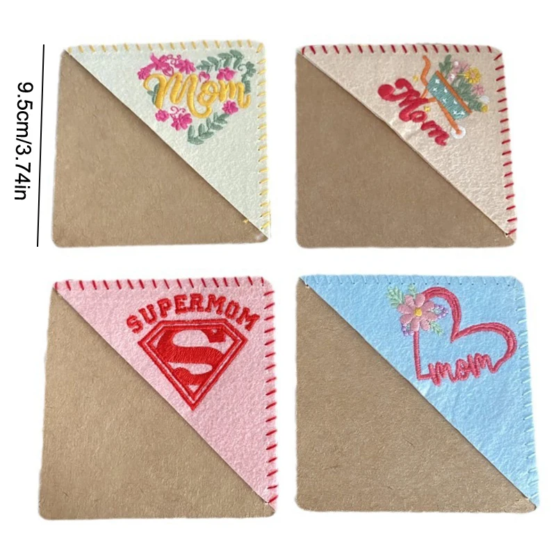 Creative Chinese Embroidery Bookmarks Elegant Felt Flower Personalized Hand Embroidered Corner Bookmark Stationery