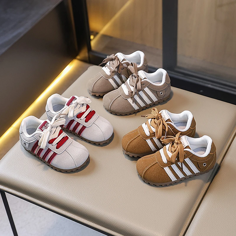 Children's Forrest Gump Shoes 2025 Spring Autumn New Girls' Fashion Board Shoes Boys' Soft Soled Student Striped Casual Sneakers