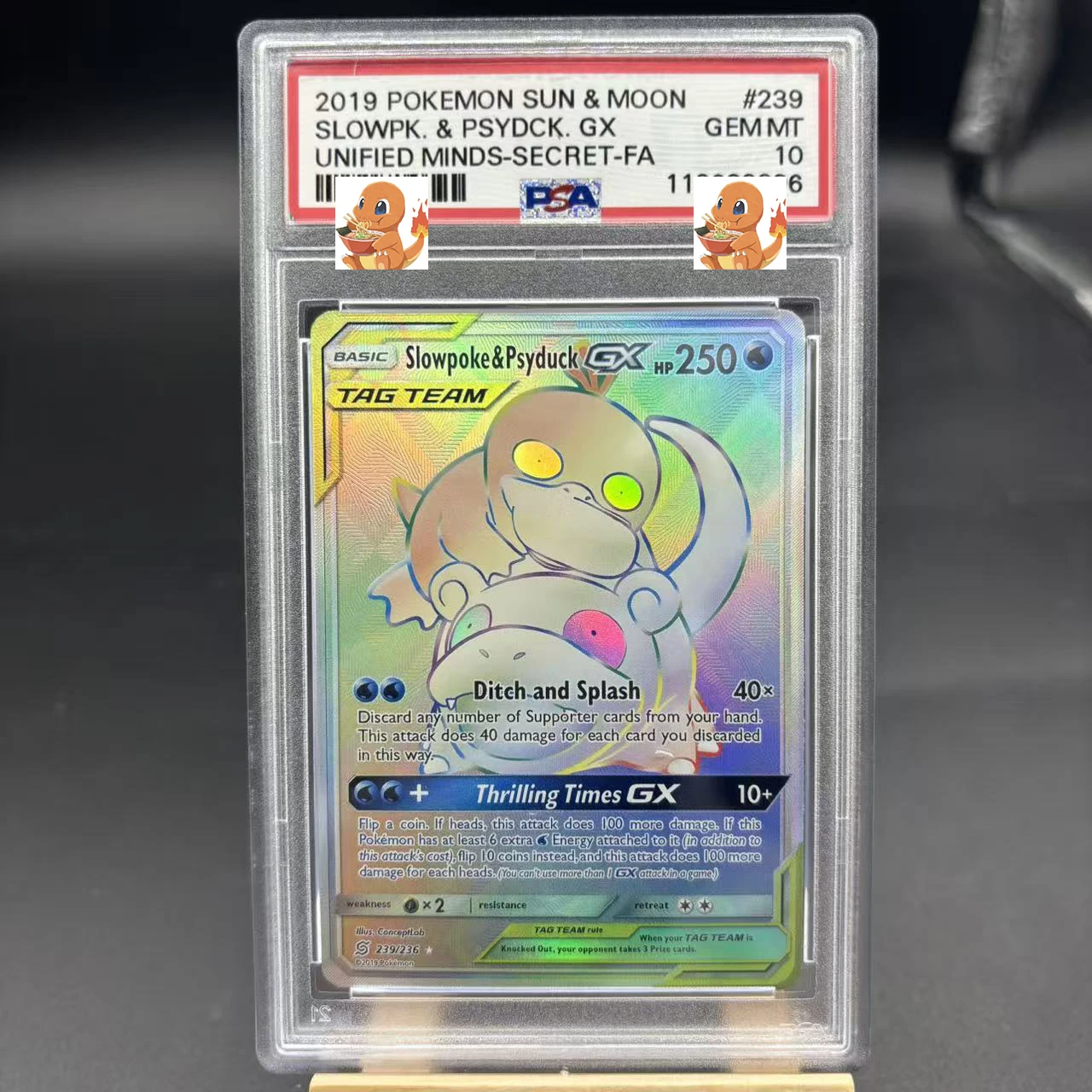 

Diy 1pcs/set Pokemon PTCG Psa Slowpoke &Psyduck GX Self Control Collect Signature Trading Flash Card Anime Cartoon Gift