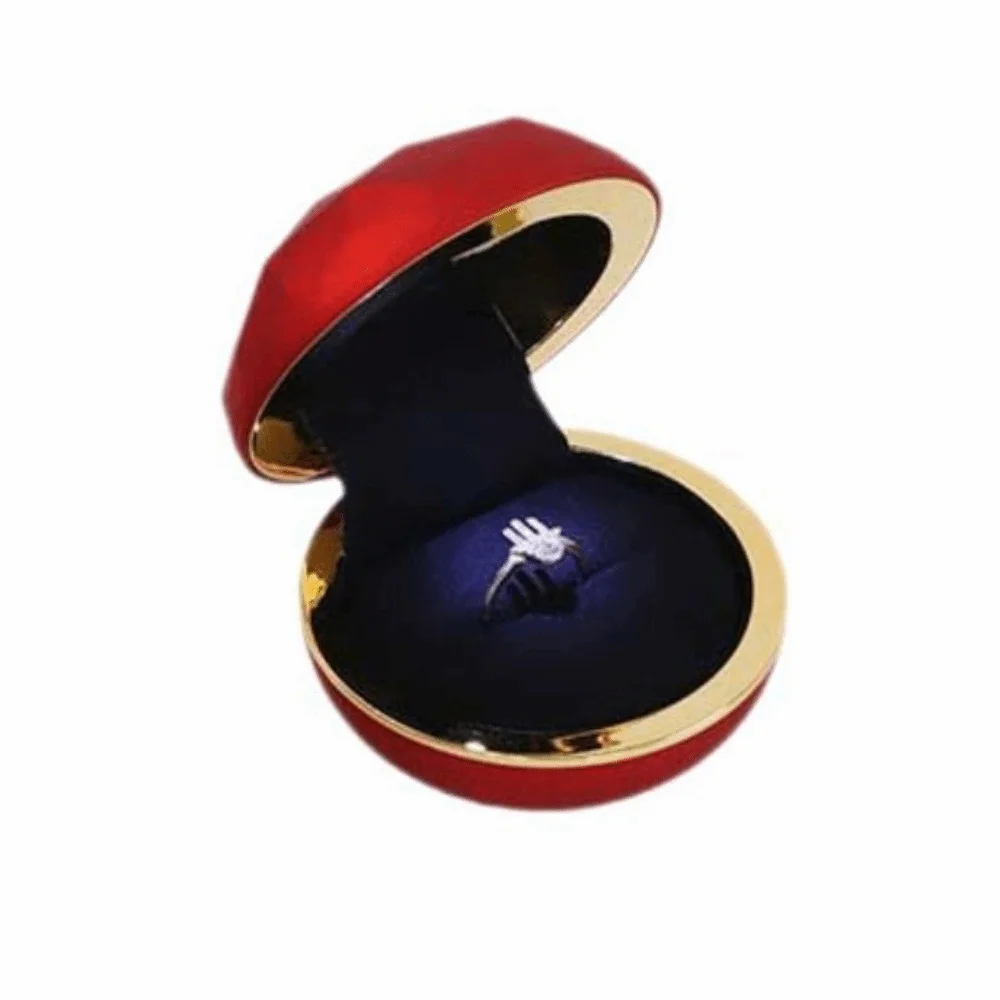 Luxury LED Ring Display Box Storage Decoration Proposal Engagement Boxes Romantic Velvet Couple Rings Holder for Wedding