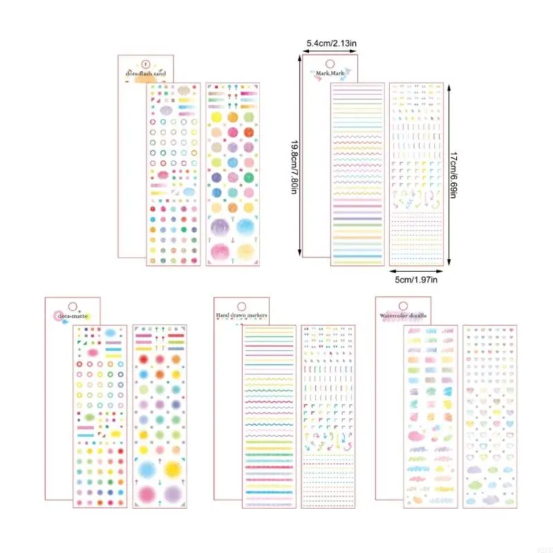 J2FC Colorful Die Cut PET Tape Pre-cut Matte Finish PET Sticker For Notebook Journal