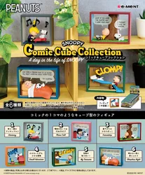 Re-Ment Original 6Pcs SNOOPY Comic Cube Collection abrist a day in the life of SNOOPY Toys For Kids Gift ornamenti modello da collezione