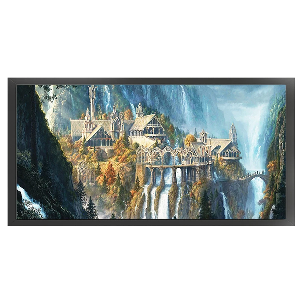 

Castle Printed Cross Stitch Kit 80x40cm DIY 18CT Thread Art Needlework Decor