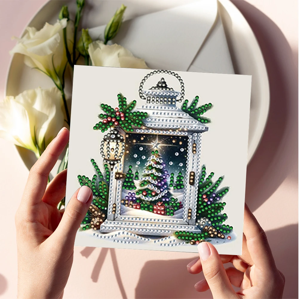6 قطع DIY حجر الراين الماس الفن فسيفساء بطاقات بريدية عيد الميلاد موضوع الماس الفن اليدوية بطاقات الإبداعية عيد ميلاد وعيد الشكر مجموعة بطاقات