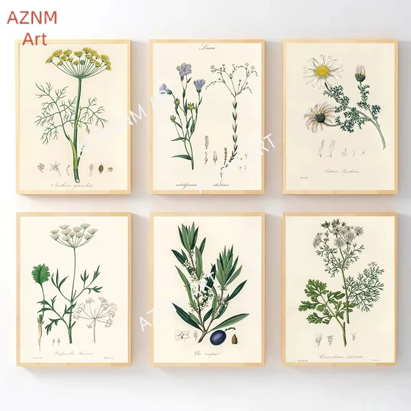 Vintage Botanisches Farn-Poster Leinwanddruck, Modernes Blumen-Wandbild für Wohnzimmer Heimdekoration Rahmenlose Geschenke