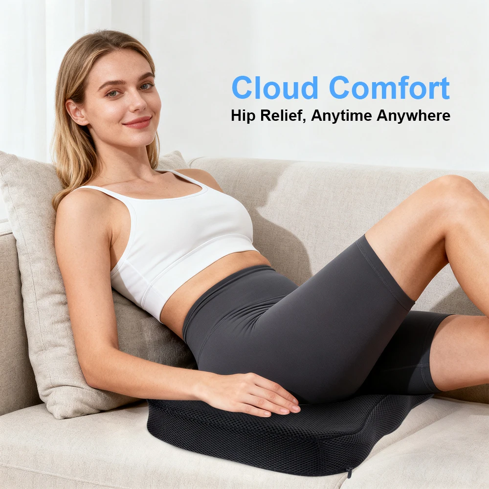  Memory Foam Seat Cushion for Office Chair, Car & Back Pain Relief - for Tailbone, Sciatica, Hemorrhoids with Non-Slip Cover