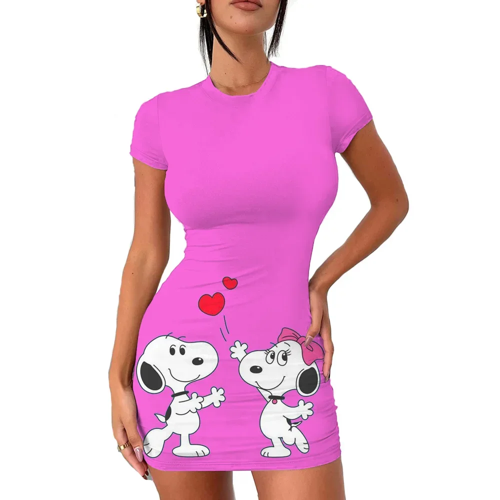 Sexy En Strakke Snoopy Geplooide Taille Mini Rok Pittige Meisje Slim Fit Jurk Bodycon Dames Tank Top Cortos Party Mujer Clo