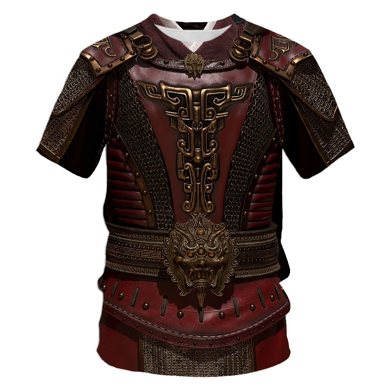 Summer Medieval Armor T-Shirts Knight 3D Printed Streetwear Men Women Fashion Oversized T Shirt Cosplay Kids Tees Tops Clothing