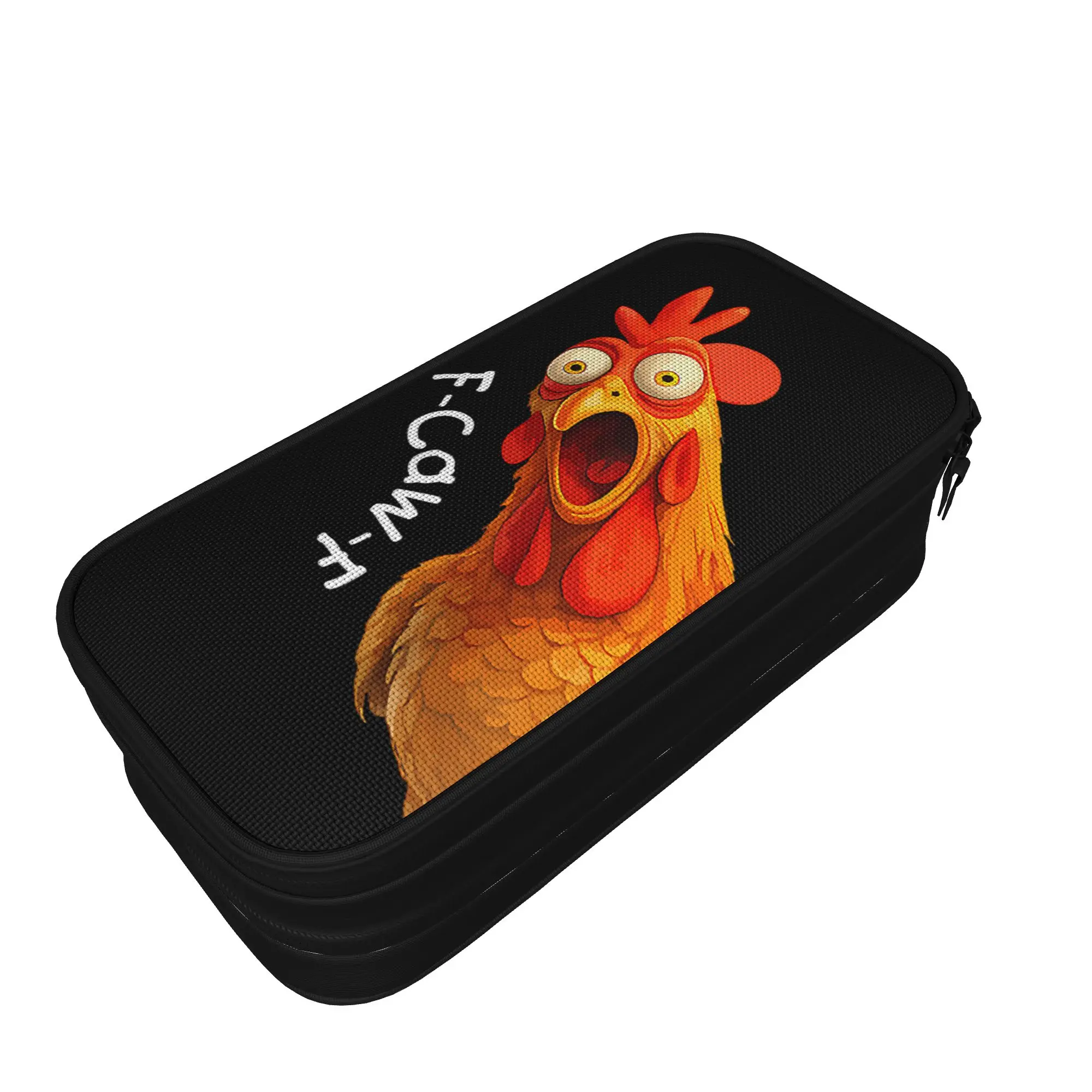 Classic Funny F-Caw-F Chicken Meme Pencil Case Dark Humor Pencil Box Pen for Girl Boy Big Capacity Bags Office Gifts Stationery
