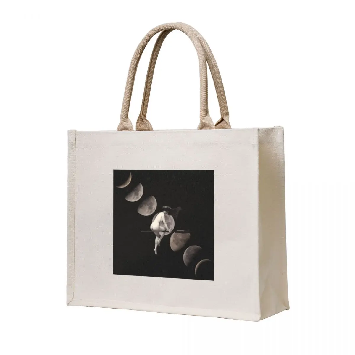 

Moon Phases with Flying Vintage Witch Tote Bag cute tote bag bag for beach Cloth bags eco folding