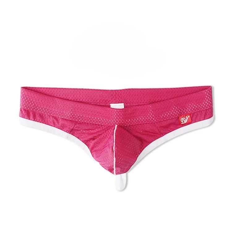 Mesh T Back Thong for Men Sexy U Convex Pouch G-string Contrasting Color Ice Silk Elastic Quick Dry Cool Feel Gay Erotic Panties
