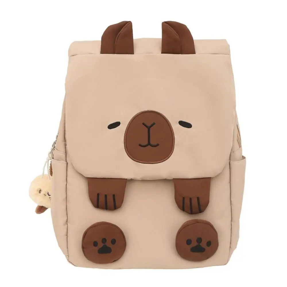 Capybara-mochila escolar de felpa de gran capacidad, bolso de hombro de estilo coreano, bolso de muñeca de peluche, mochila de dibujos animados