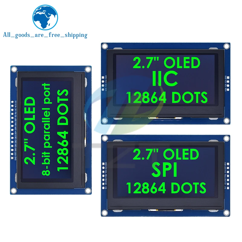 

TZT 2,7-дюймовый OLED ЖК-дисплей 128x64 приводов SSD1327 IIC/SPI/8-битный параллельный порт для Arduino