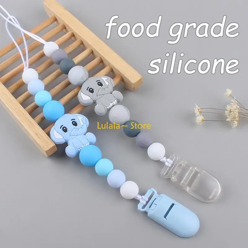 Y4QA Animal Silicone Pacifier Clip for Babies Girls Boys Infant Teething Soother Toy Cartoon Pacifier Chain Holder