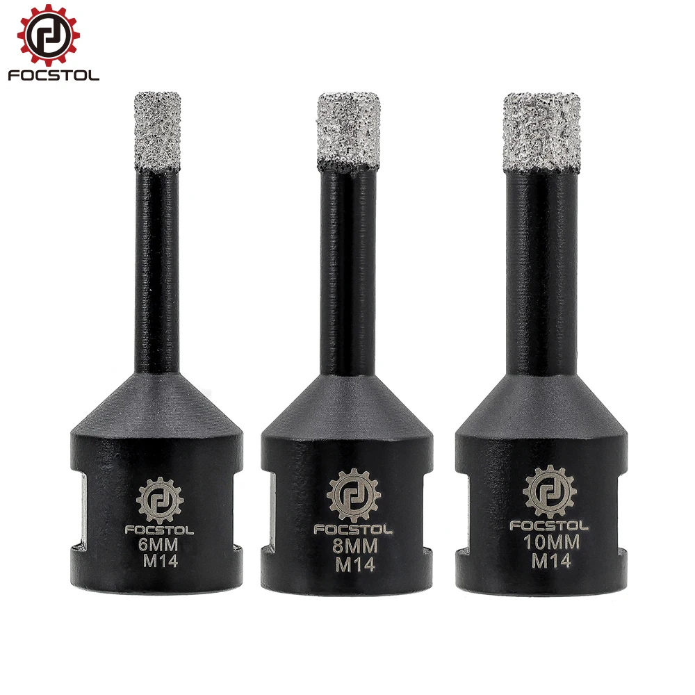 FOCSTOL 5pcs Set Dia 6/8/10mm Diamond Drill Core Bit Tile Hole Saw Drill for Tile Ceramic Marble Granite M14 Thread Core Bit