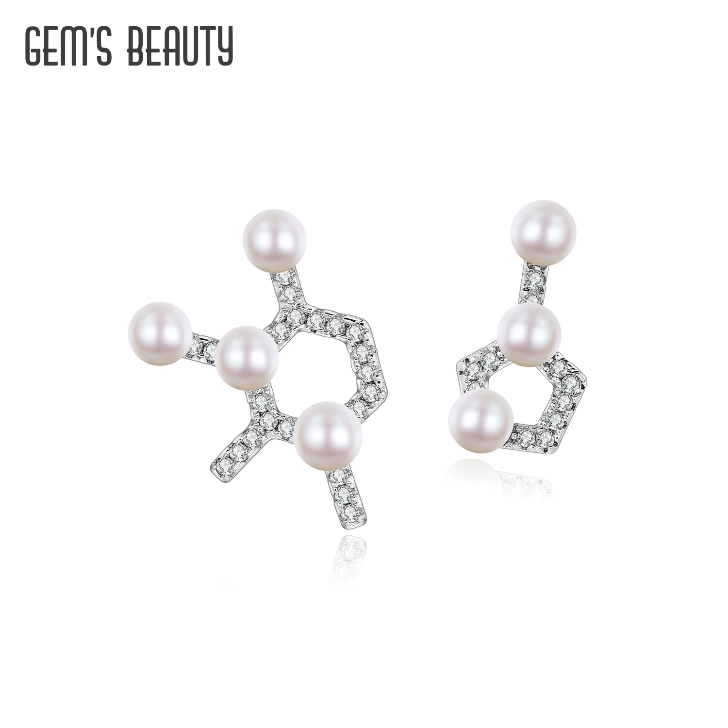 GEM'S BEAUTY Original Design Caffeine Earrings Fresh-water Pearl Birthstone Stud Earrings in 925 Sterling Silver Gift For Her