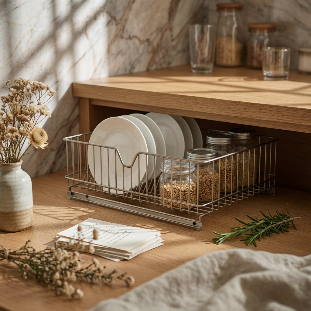 2 Pieces Cabinet Basket Effortless Glide Close Bottom Mount Drawer Slide Full Extension Drawer Slide Heavy Duty Hardware