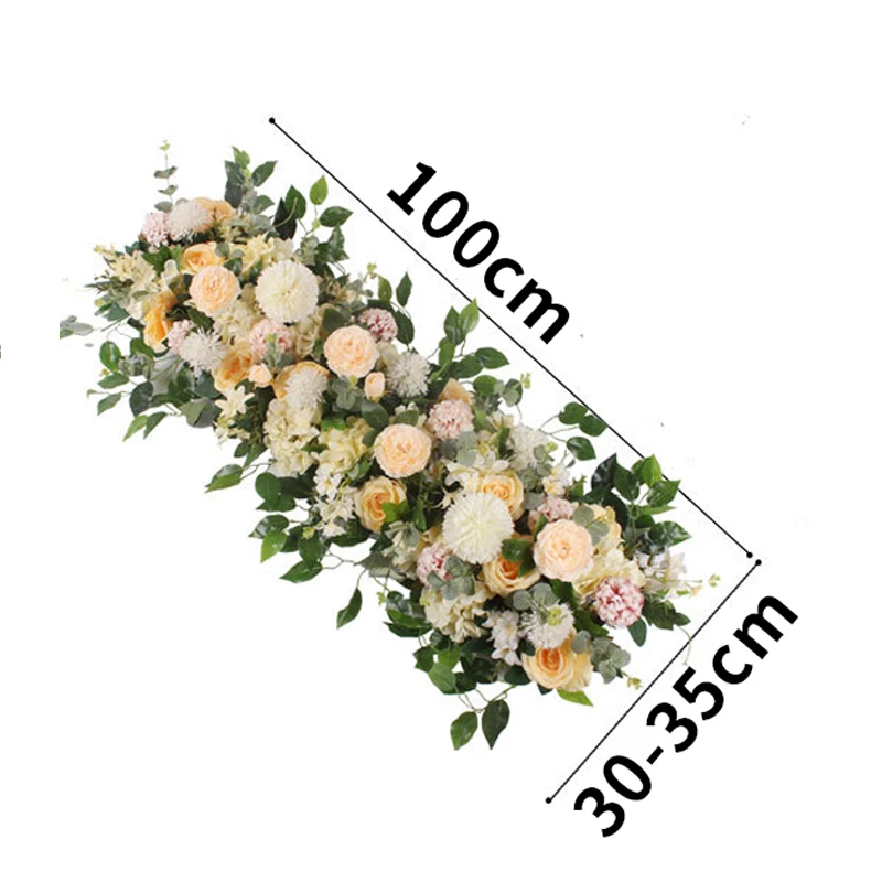 100CM DIY Wedding Flower Wall Arrangement Supplie Silk Peonie Rose Artificial Floral Row Decor Marriage Iron Arch Backdrop Decor