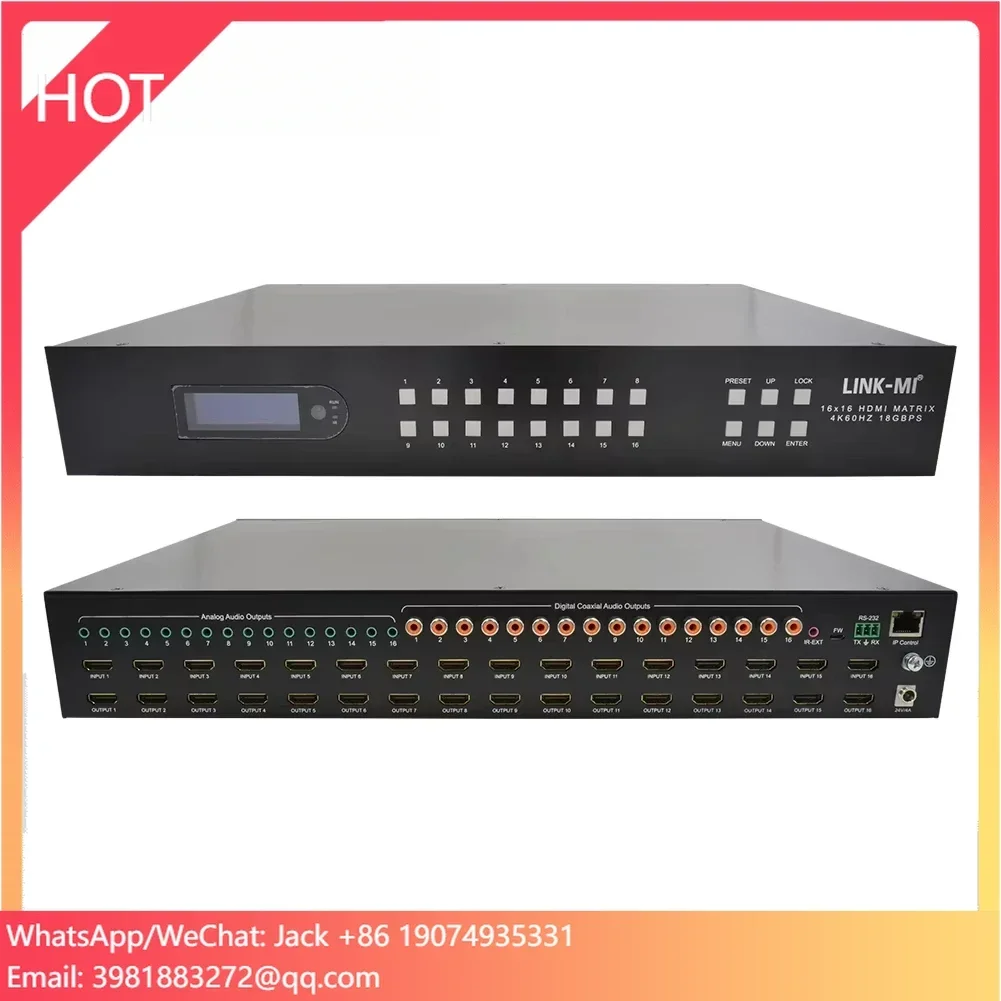 18Gbps 16x16 Matrix Switcher With SPDIF Audio AV Matrix Support 4K2K 60Hz YUV 4:4:4