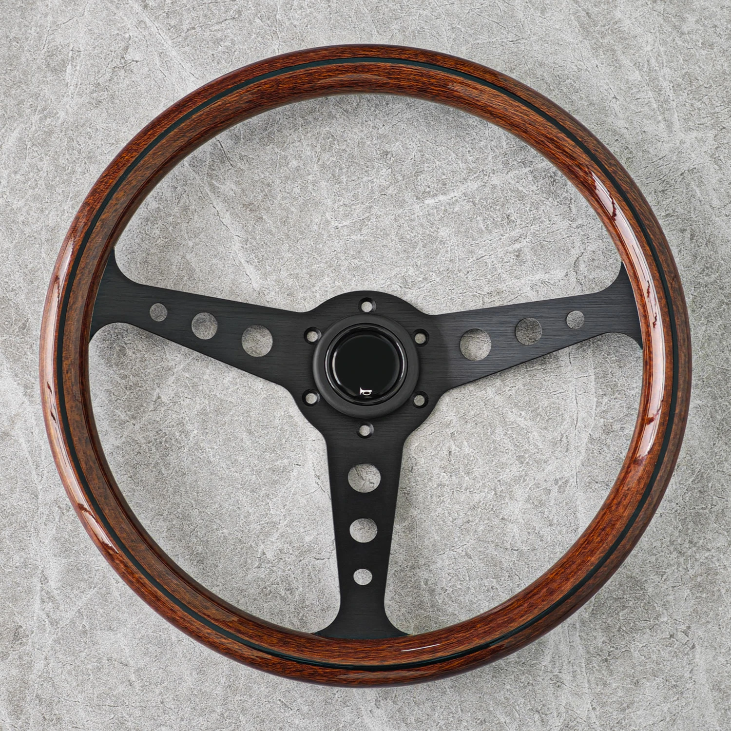 عجلة قيادة Motorsport Indy Heritage مقاس 350 مم. عجلة قيادة رياضية من خشب الماهوجني ومقلمة من الألومنيوم المصقول PC-ST54