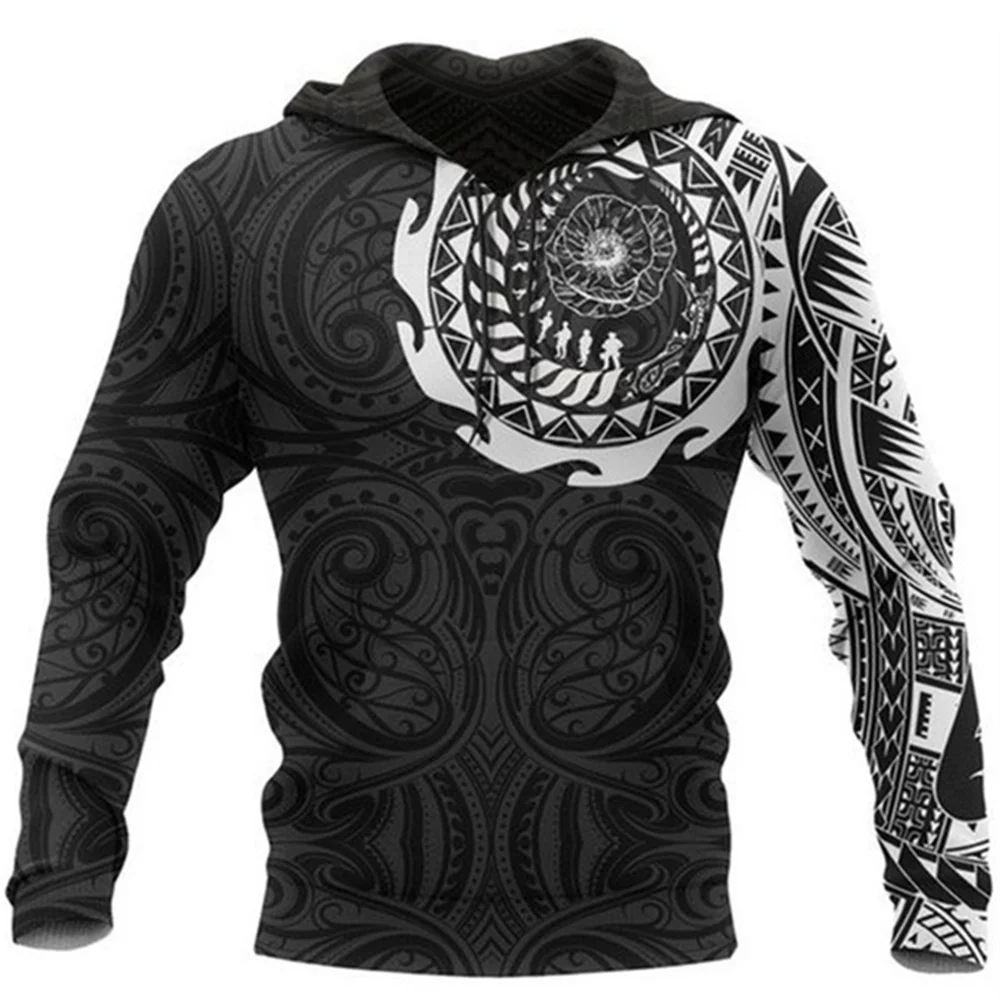 New Viking Mythology Hoodie For Men's 3D Print Vintage Style Long Sleeve Top Oversized Hip Hop Pullover Clothes For Men Clothing