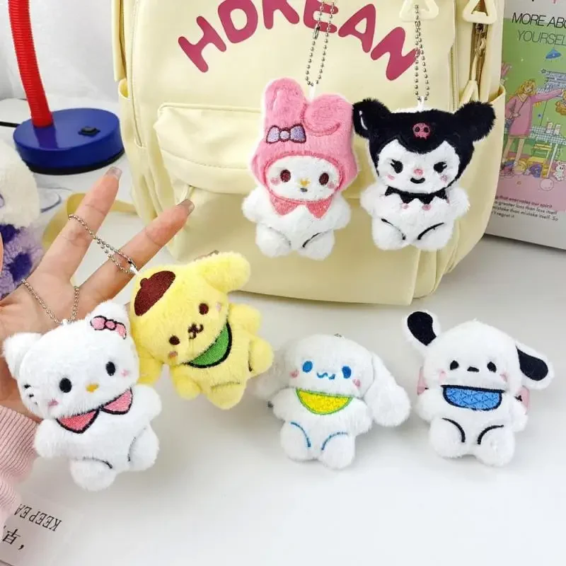 Sanrio Plush Doll Keychain Cinnamoroll Pochacco Cute Key Ring Bag Pendant Gift Kids Toys Backpack Decoration Girl Gifts