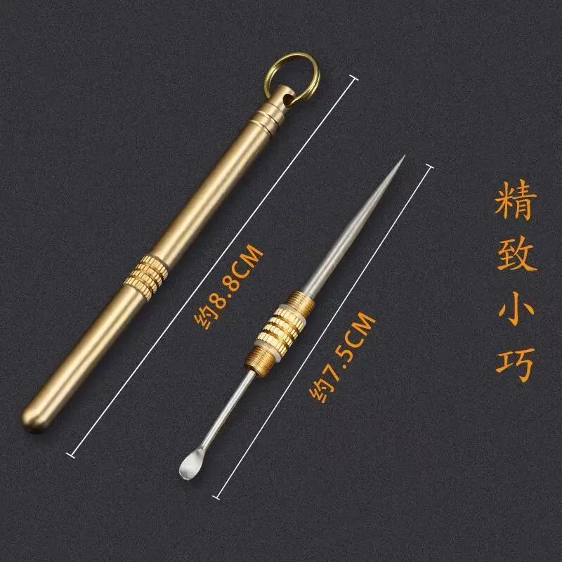 Portable Titanium Toothpick with Bottle Ear Wax Cleaner 2-End Outdoor Tools EDC Fruit Fork Toothpick Tube Durable than Floss