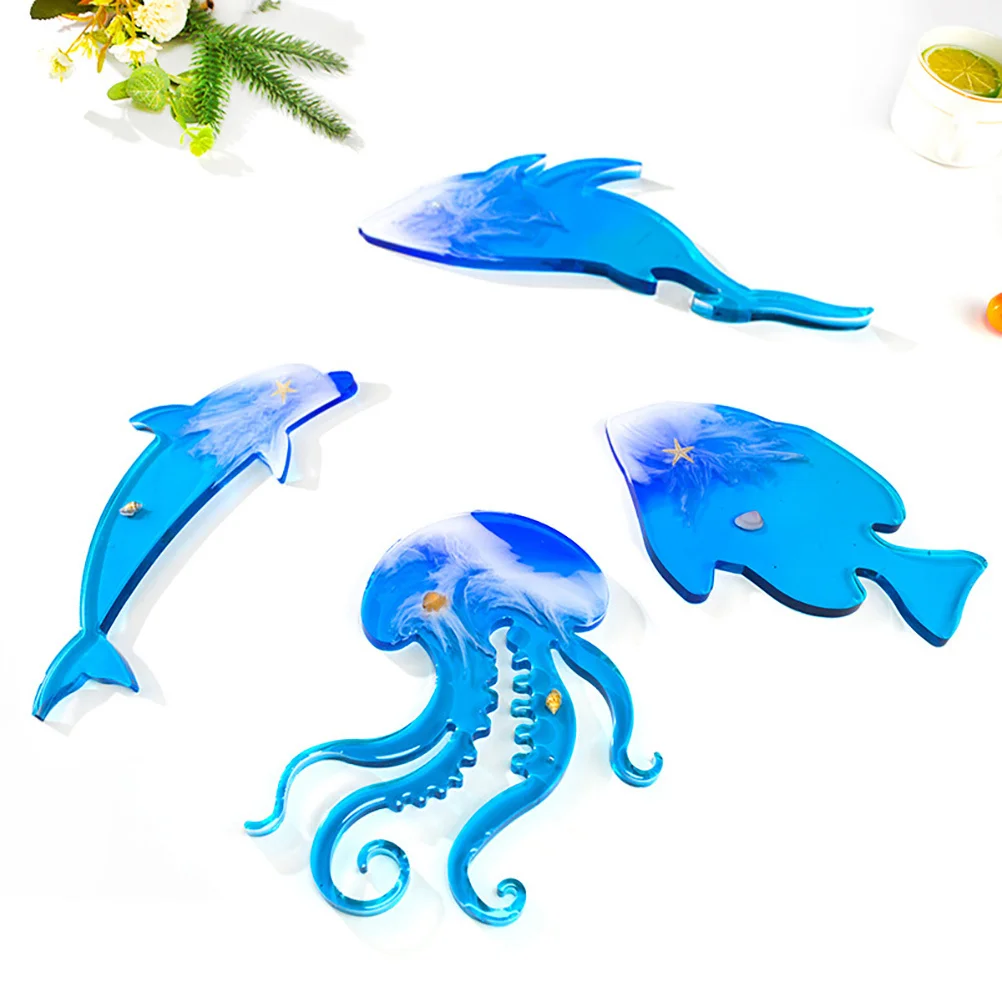 

6Pcs Sea Turtle Mold Set Silicone DIY Coaster Craft for Cup Mat Making Transparent Flexible Molds for Epoxy Resin Dolphin