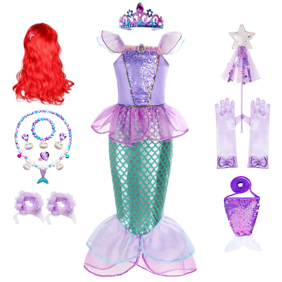 Mermaid Costume For Girls Halloween Dress Kids Birthday Gift Princess Costumes Dress Girl Carnival Party