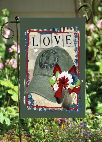 

Шляпа Национальной гвардии США, Садовый флаг ~ 12x18 LOVE двусторонняя