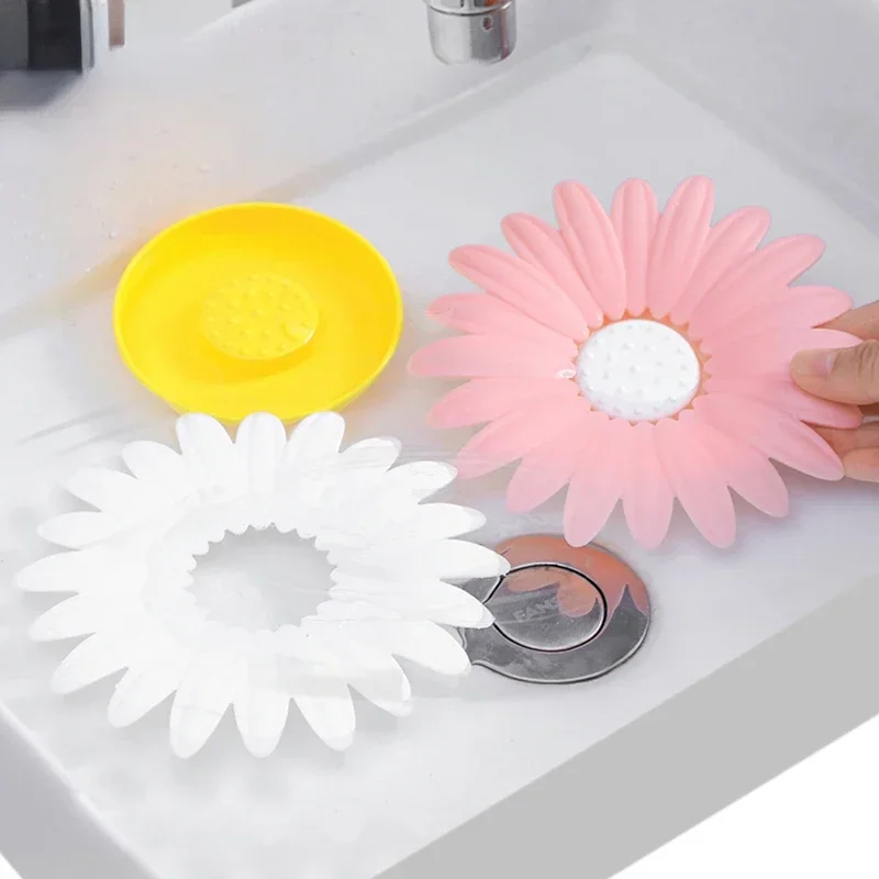 Cute Bathroom Daisy Soap Dish Creative Non-slip Sponge Soap Drain Holder Double Layer Soap Box Bathroom Accessories