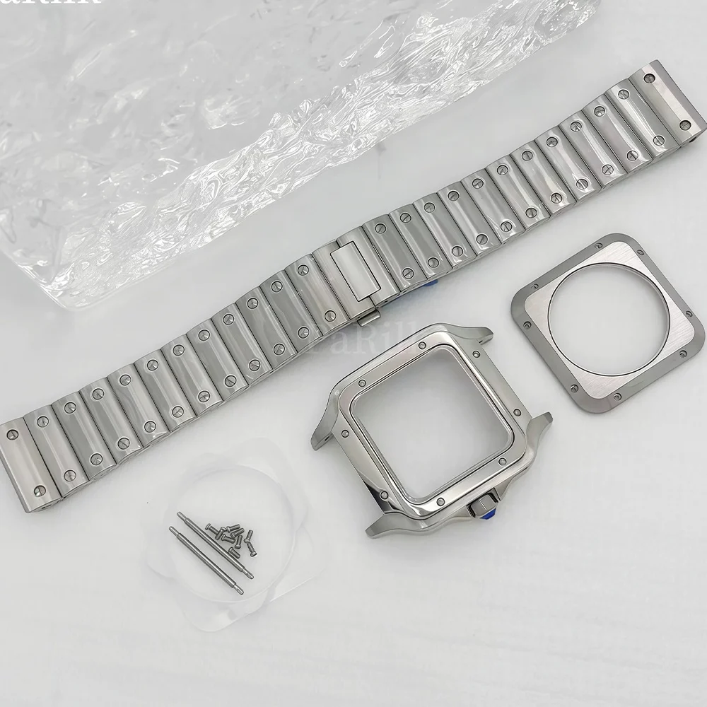 Mod NH36 NH35 Case and Strap Set Santo Case Fit For 7S26 NH35 NH36 Watch Case Transparent Back Cover Santo Case Bracelet Kit