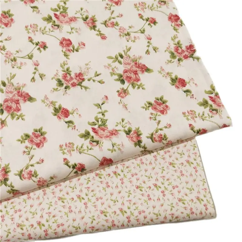 Width 160cm/63'' Retro Rose Floral 100% Cotton Fabric For Blanket Bedding Dresses Cloth Cotton Twill