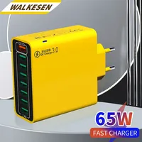 65W 8 Ports USB C PD Charger Quick Charge 3.0 USB Phone Chargers Fast Charging For iPhone 13 14 Samsung Xiaomi 14 Huawei Adapter