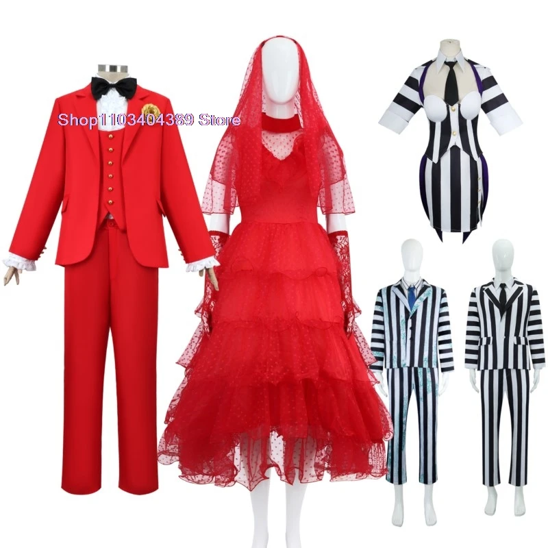 

Beetle Michael Keaton Cosplay Costume Dress Black and White Striped Uniform Women Wedding Outfit Halloween Carnival Suit 2024